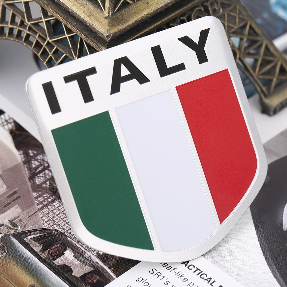 Tem Dán Hình Cờ Nước Ý Italy - Dán Trang Trí Xe Hơi Ô Tô - Chất Liệu Cao Cấp Bền Màu