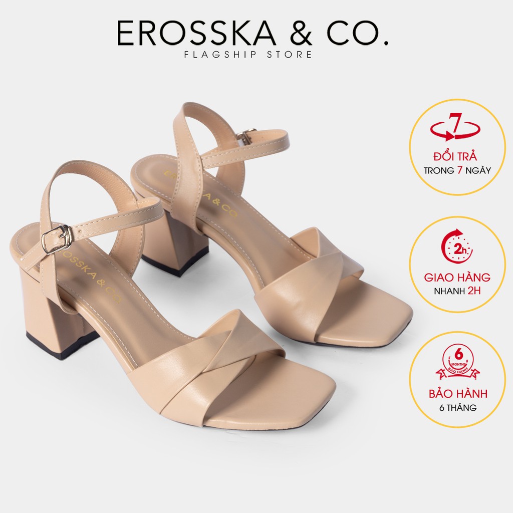 [Nhập MABR07061 giảm 8% cho đơn 99k] Giày sandal cao gót Erosska quai ngang bắt chéo cao 7cm màu tím - EB020