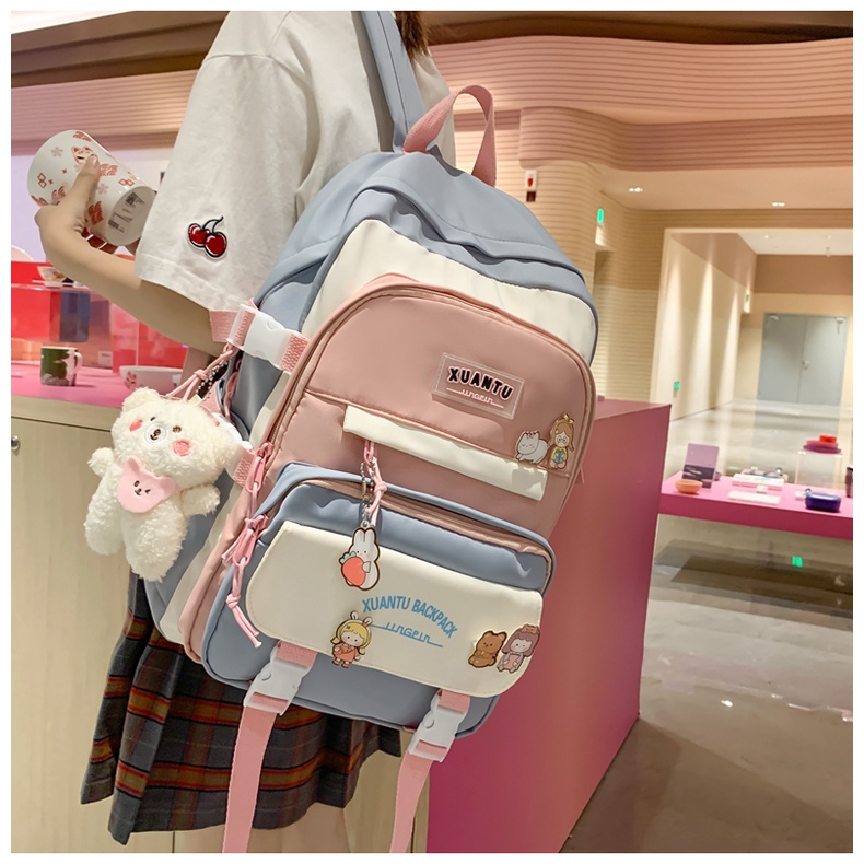 Balo đi học học sinh, sinh viên nam nữ chống nước Balo Ulzzang phong cách Hàn Quốc (có tặng kèm ghim cài sticker)