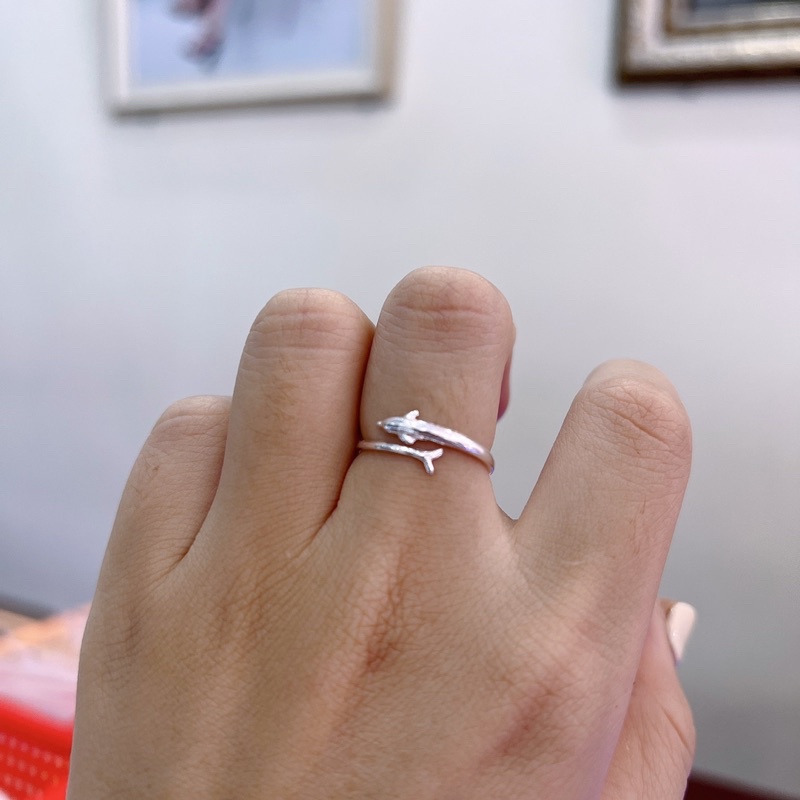 Nhẫn bạc nữ chuẩn bạc 925 DaLiA Jewelry nhẫn bạc hở cá heo tùy chỉnh size theo yêu cầu
