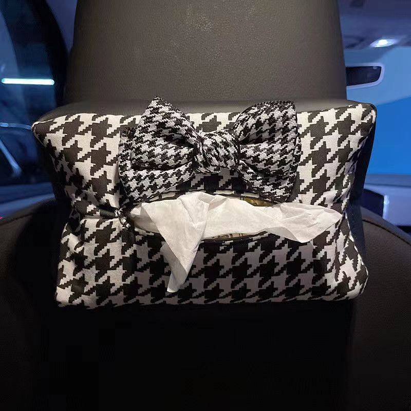 Volkswagen Plaid Bow Car Interior Decoration Headrest Lumbar Support Pillow Car Good Cute Gear Handbrake Rear View Mirror Cover ibAM