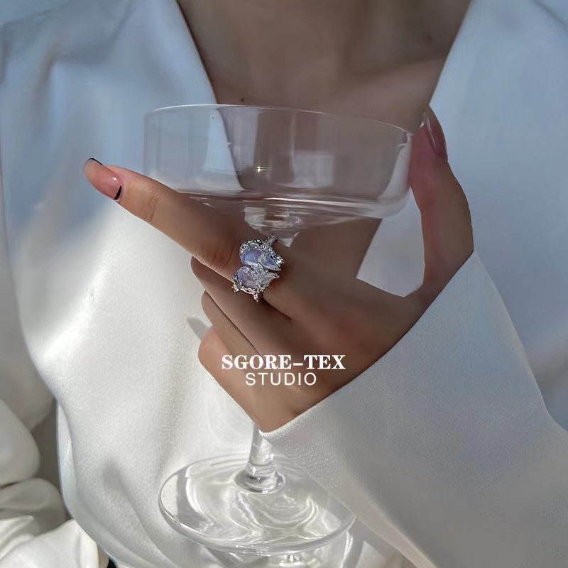 iF YOU Vòng cổ Mặt Nhẫn Đôi Đính Đá Zircon Thanh Lịch Cho Nữ