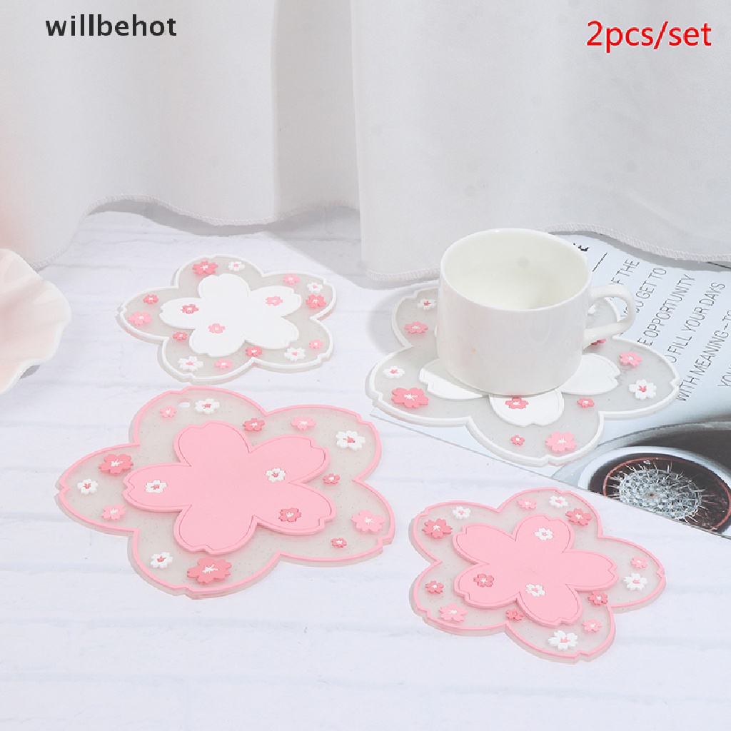Bộ 2 Đế Lót Ly Cách Nhiệt Chống Trượt Họa Tiết Hoa Anh Đào Phong Cách Nhật Bản