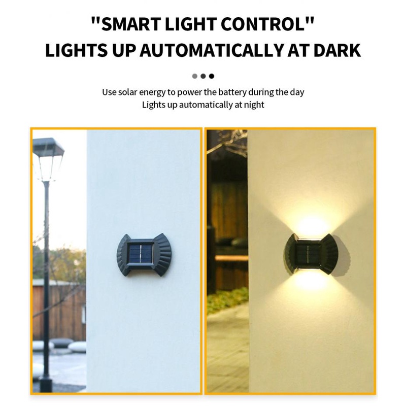 Đèn Led 2 / 8 Bóng Gắn Tường Sử Dụng Năng Lượng Mặt Trời Chống Thấm Nước Trang Trí Cầu Thang Ngoài Trời