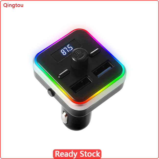 [NEW] Bluetooth 5.0 FM Transmitter Hands-free Car Mp3 Player Fm Modulator Dual Usb Charger RGB Lights