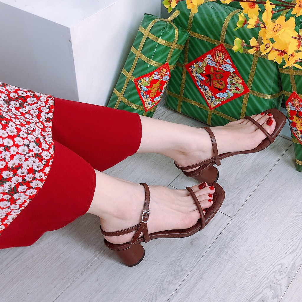 Giày sandal nữ quai dây ngang cao 5cm 1231