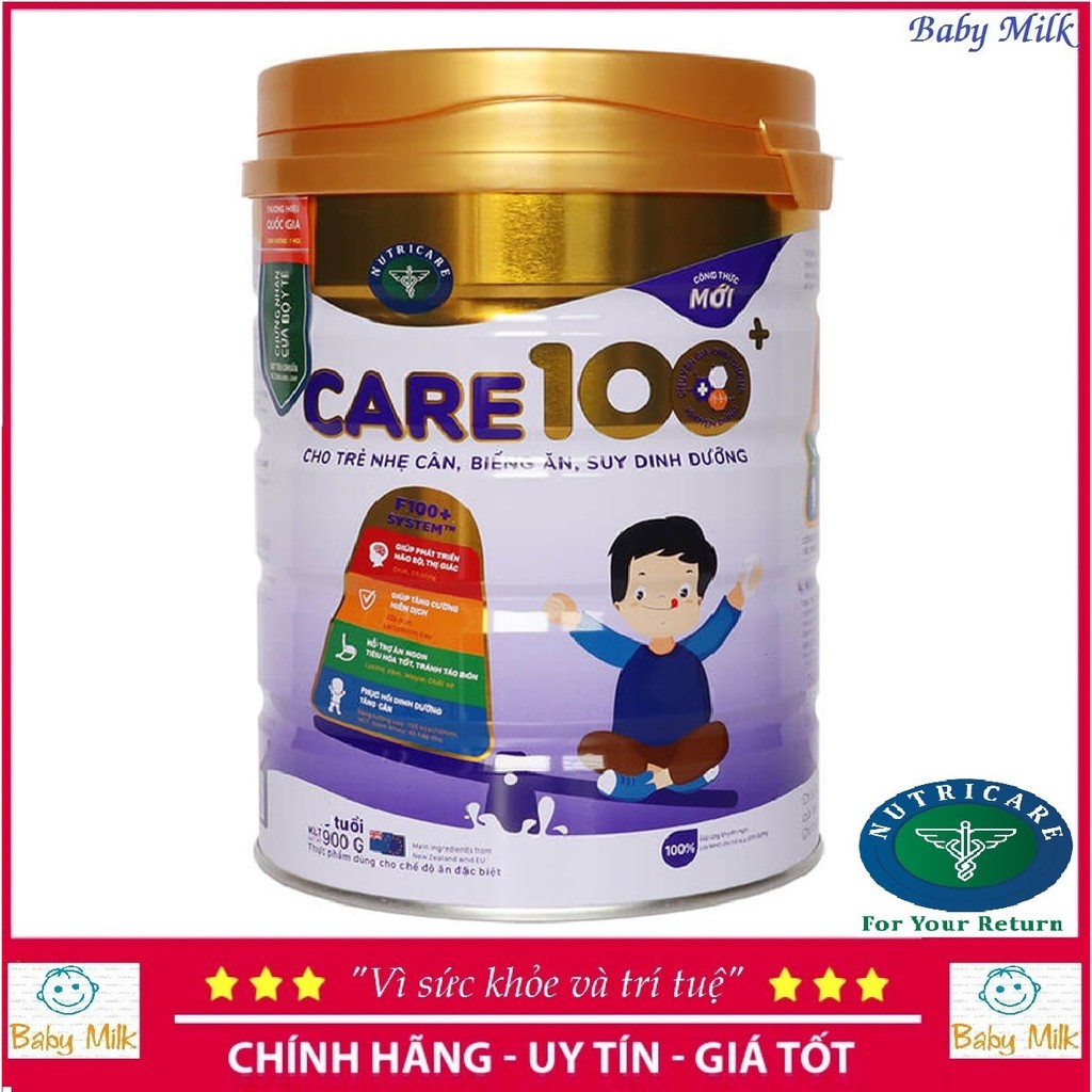 Sữa CARE 100+, CARE 100 PLUS (900G) cho trẻ nhẹ cân, biếng ăn, suy dinh dưỡng