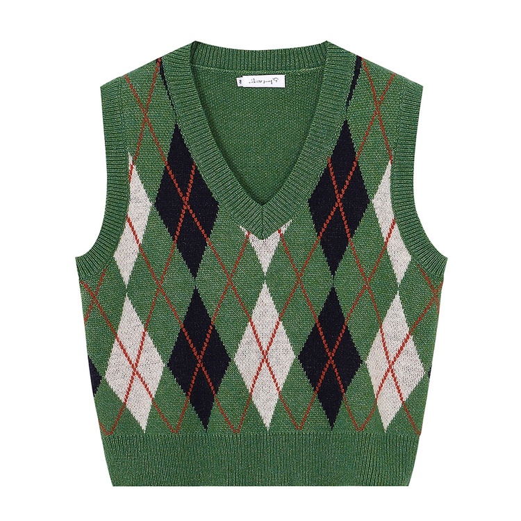 Áo gile len nữ phối màu kẻ caro to Freesize phong cách cá tính thời trang Hàn Quốc mùa thu đông M143HD | BigBuy360 - bigbuy360.vn