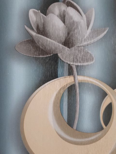 Decal giấy dán tường hoa sen sọc xanh khổ rộng 45cm, giá bán 1m dài