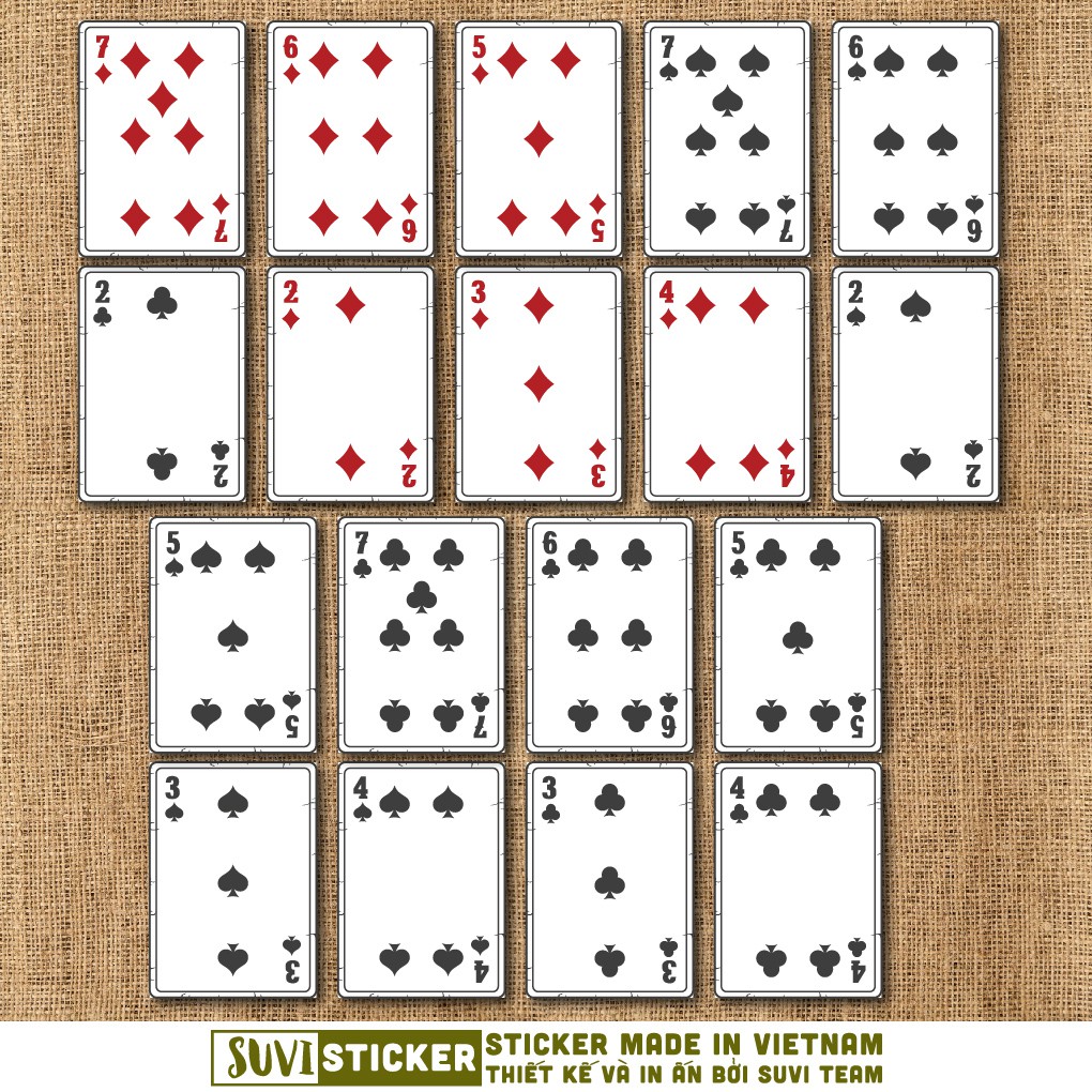 50 Sticker Playing Card chống nước sticker dán laptop, điện thoại, đàn guitar, mũ bảo hiểm, vali. MSP: VR19