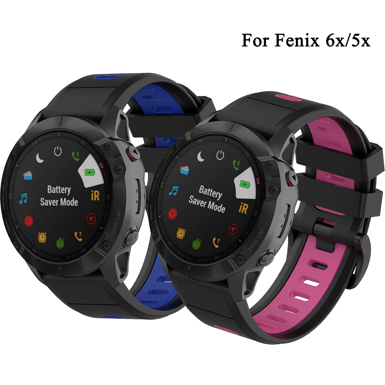 22mm Double Color Soft Silicone Band For Garmin Watch Quatix5 Fenix 6 6Pro Sapphire GPS Quick Release Easy Fit Leisure Sport Strap Wristband