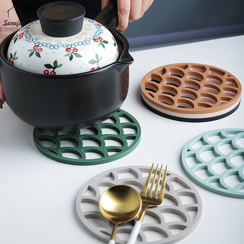 Miếng lót ly tách SWEEJAR bằng silicon chịu nhiệt chống trượt chống bỏng tiện lợi