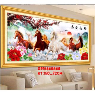Tranh thêu chữ thập mã đáo thành công kt 150*72cm(tiếng việt )