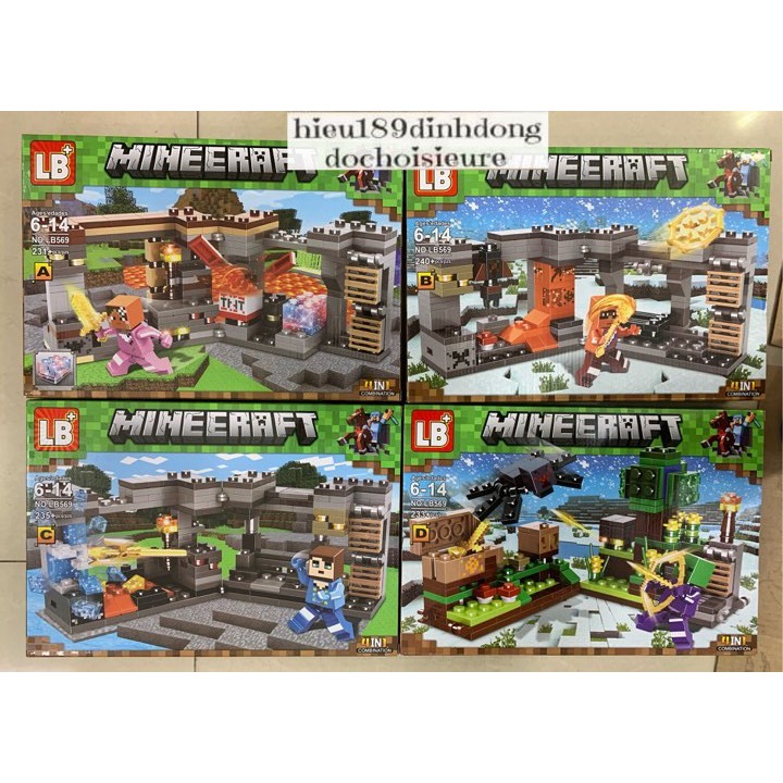 Lắp ráp xếp hình lego minecraft my world 569 : tường thành mùa đông chống quái vật 930+ mảnh