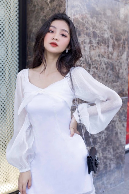 Đầm Jolies Tay voan 3 màu ĐỎ/ĐEN/TRẮNG