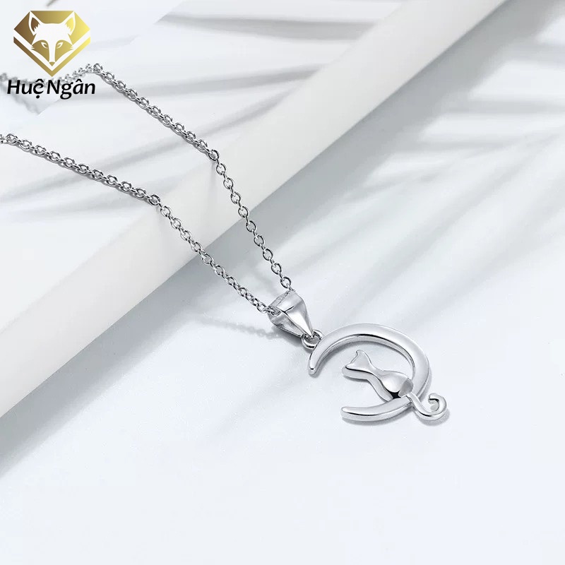 Dây chuyền bạc Ý 925 Huệ Ngân - MẶT TRĂNG và MÈO PP1833