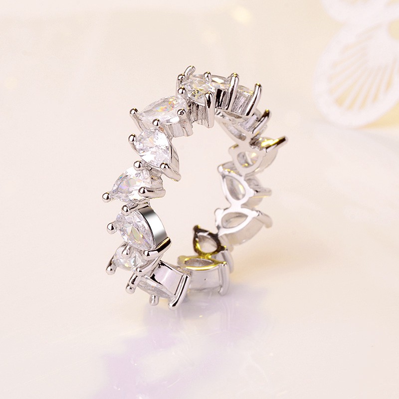 Nhẫn đeo tay kim loại đính đá màu thanh lịch cho nữ