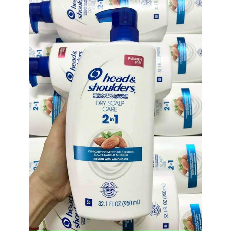 Dầu gội xả 2 in 1 Head & Shoulders hạnh nhân Dry Scalp Care Mỹ 950ml