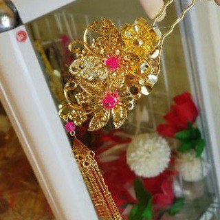 trâm đôi cổ trang cưới hỏi hỷ phục