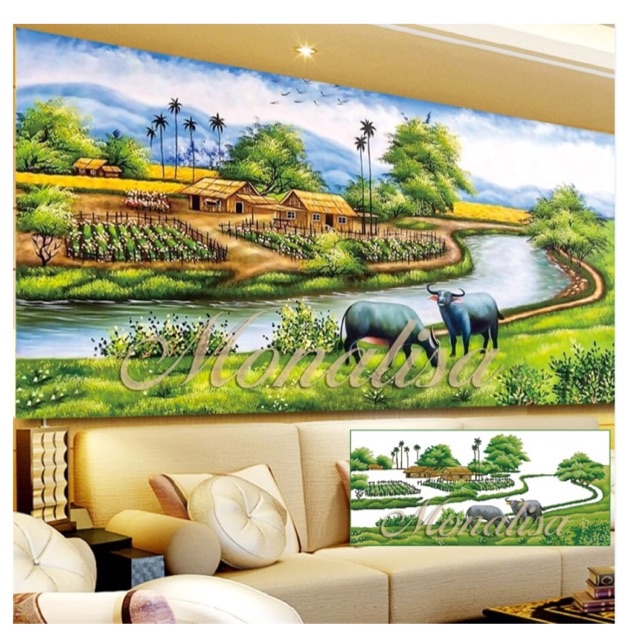 Tranh đính đá phong cảnh KT 150x70 cm