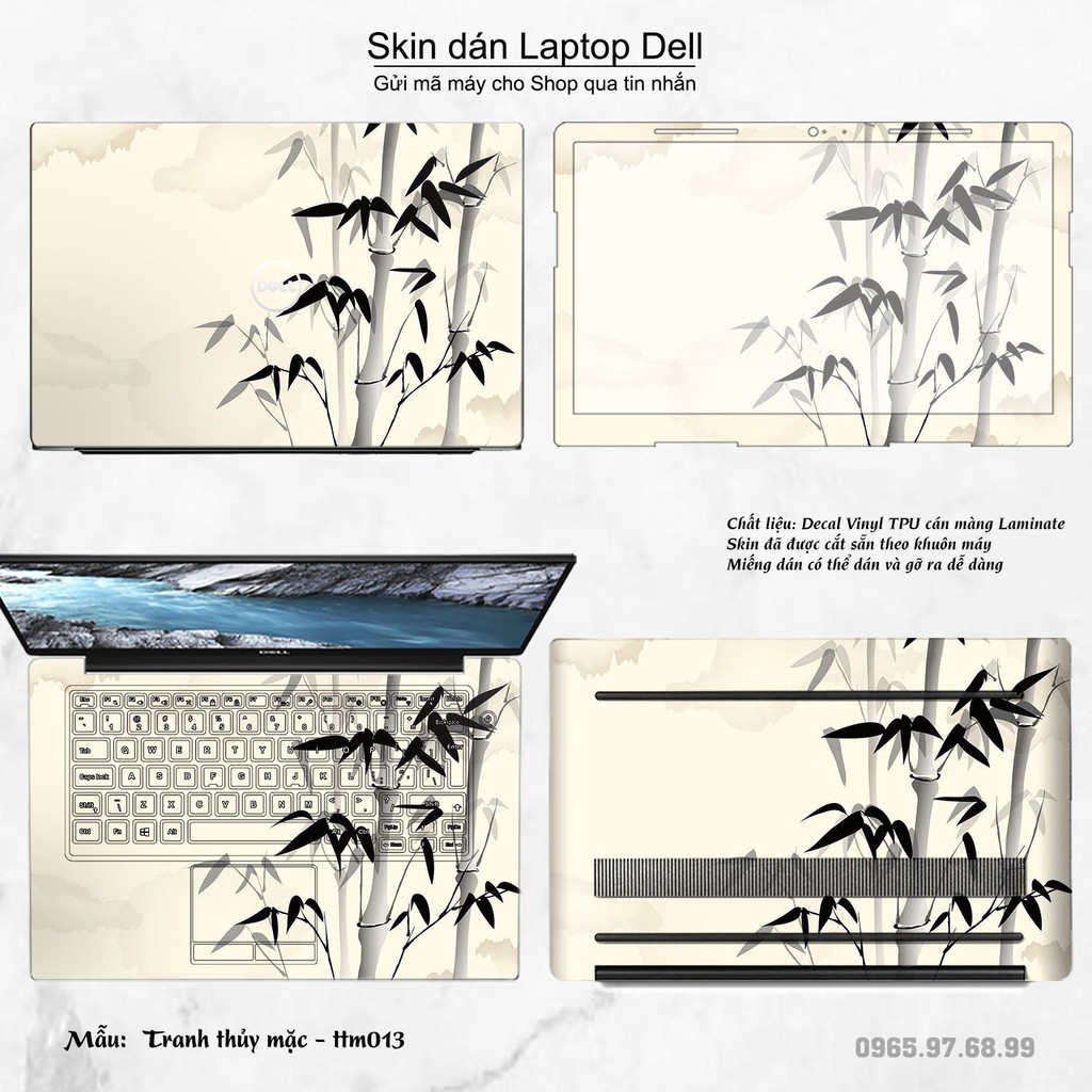 Skin dán Laptop Dell in hình Tranh thủy mặc (inbox mã máy cho Shop)