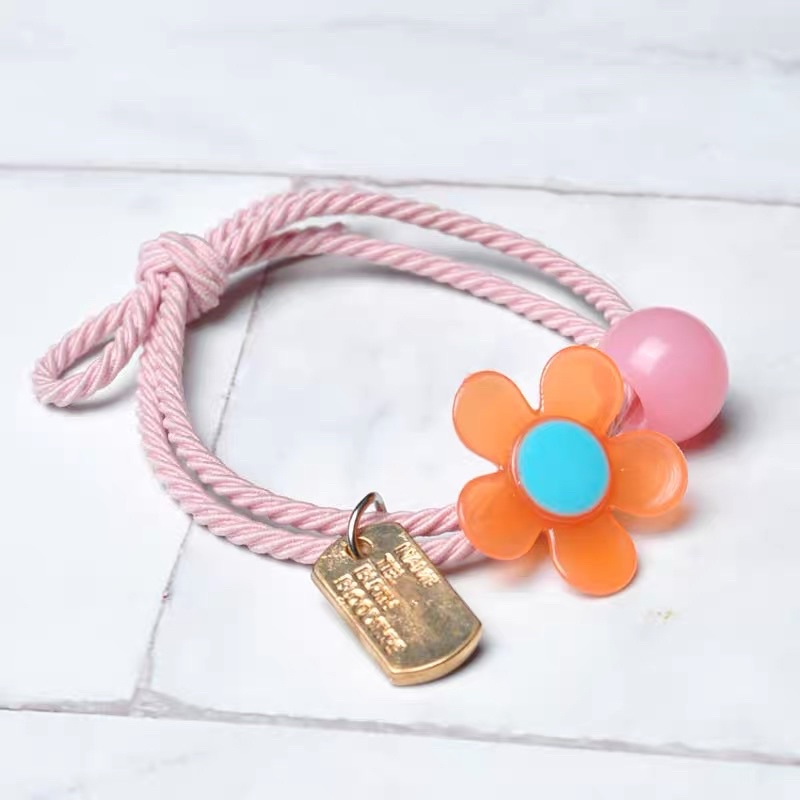 Dây buộc tóc hoa ba chi tiết, chum buộc tóc dễ thương dành cho bạn gai