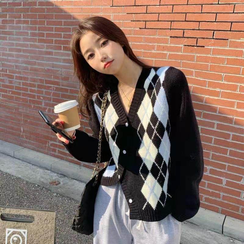 COZOK Áo cardigan dệt kim tay dài dáng rộng thời trang dễ phối đồ