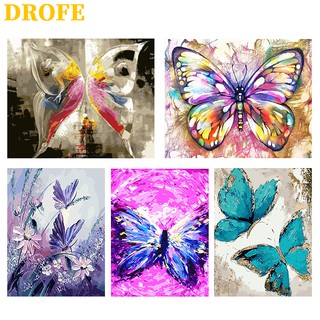 DROFE 【40x50cm】~ tranh bướm ~  Paint by Numbers unframe wall art/ paint by number/ Tranh Sơn Dầu Số Hóa Phong Cảnh Nhiều Mẫu Hot Trend - Tranh Số Hóa  Tranh tô màu số hóa các