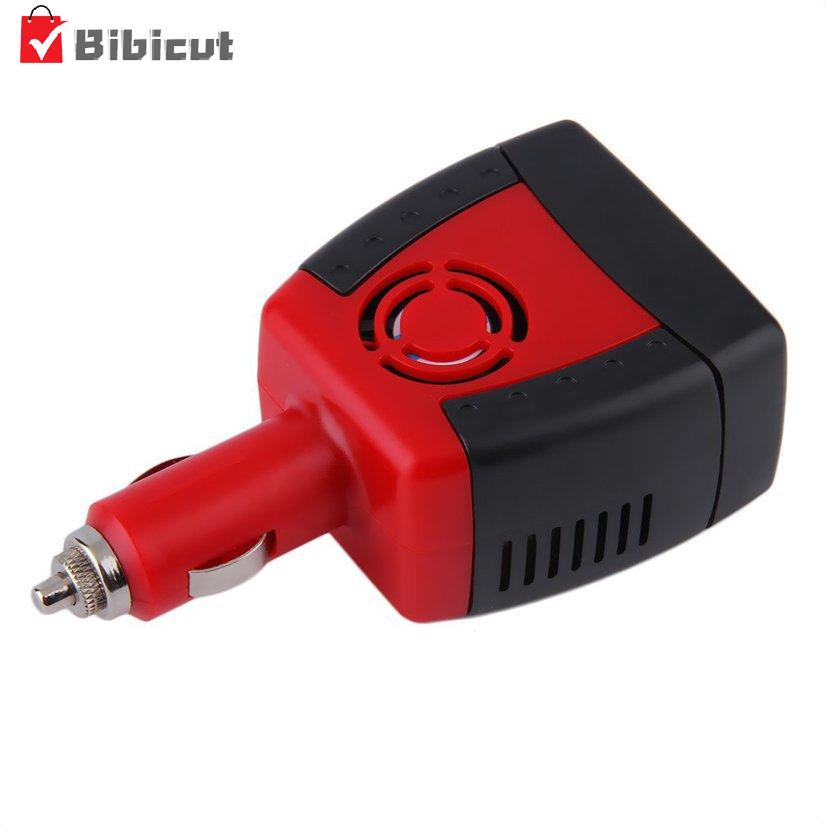 Bộ chuyển đổi nguồn điện xe hơi màu đỏ từ 12V DC sang 220V AC N18 150W