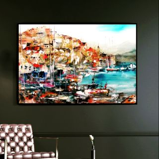 Tranh Canvas treo tường phong cách sơn dầu, Thành Phố biển.