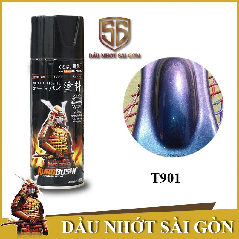 T901 _ sơn xịt Samurai paint K6 - T901 màu 3D xanh ánh tím đổi màu theo góc nhìn, uy tín, giá rẻ, giao nhanh