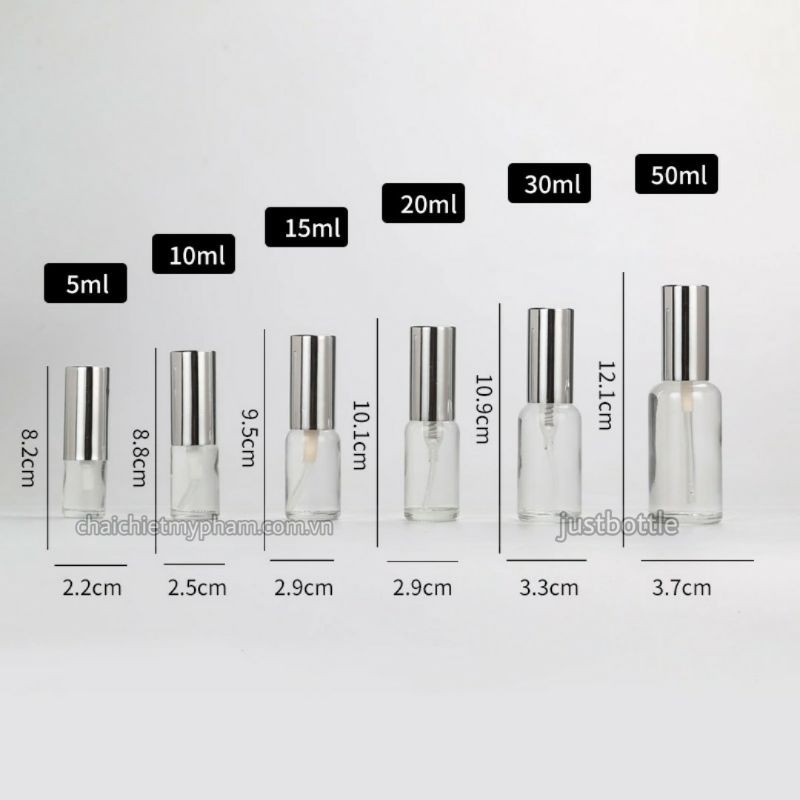 CHAI THỦY TINH XỊT PHUN SƯƠNG 10ml 15ml 20ml 30ml 50ml 100ml, LỌ CHIẾT MỸ PHẨM nhỏ DẠNG XỊT ĐỰNG TINH DẦU NƯỚC HOA