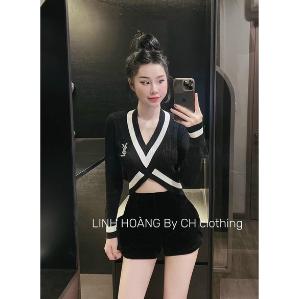 ÁO LEN CỔ TIM PHỐI GẠCH NỔI ĐAN CHÉO