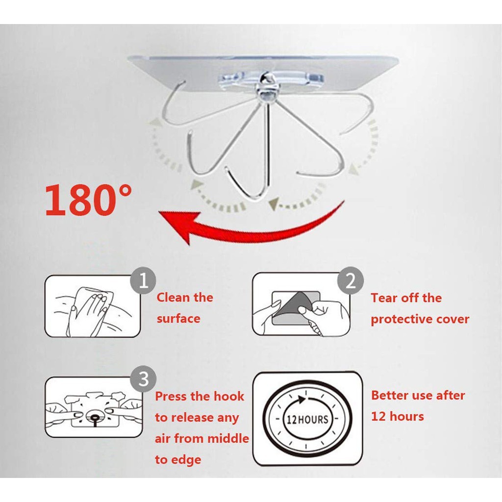 Móc Dán Tường Siêu Dính Trong Suốt Chịu Lực Tốt Treo Tường Chắc Chắn 6x6cm 88037