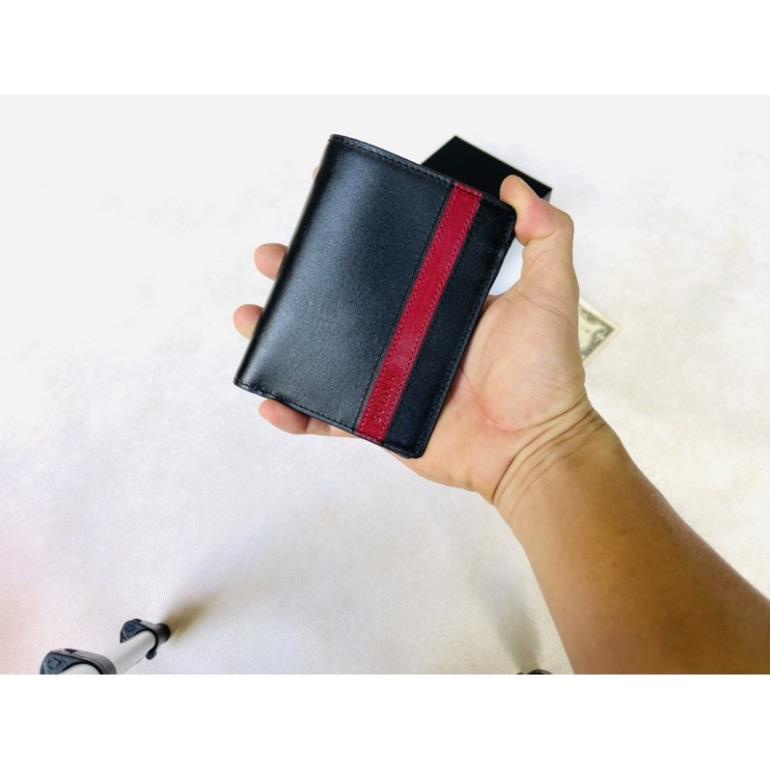 Ví nam mini, bóp nam đứng da bò thật nhập khẩu Safira - thời trang Olux - fullbox