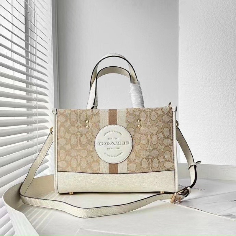 TNS - Túi tote form vuông hottrend Coashi field dempsey tote-chất canvas phối da màu kem sang trọng