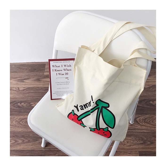 Túi tote kiểu Hàn Quốc Yammy cherry vừa a4 xinh xắn (hình thật)
