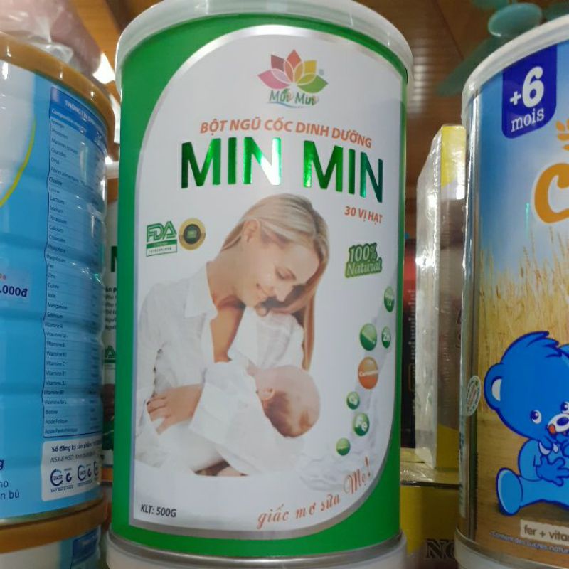 bột ngũ cốc dinh dưỡng Min Min ( mẫu mới lọ 500gr )