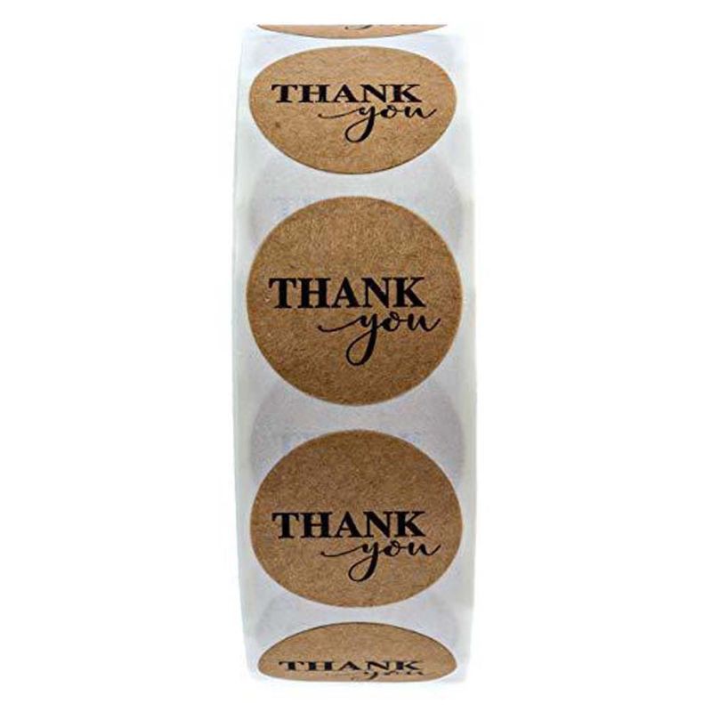 （Stickers） 500pcs/roll Round Natural Kraft Thank You Stickers Seal Label Scrapbooking Decor