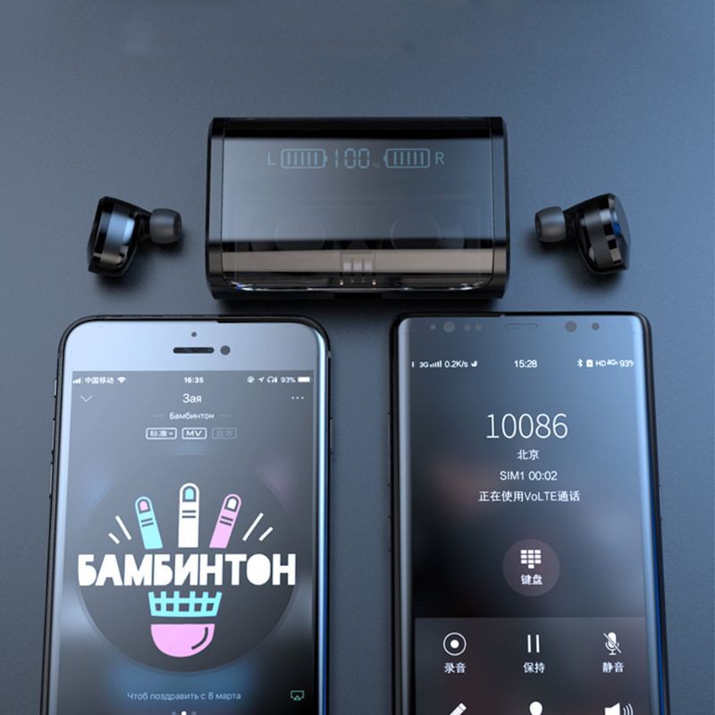 1 Bộ Tai Nghe Không Dây Bluetooth 5.0 Chống Nước Kèm Hộp Sạc