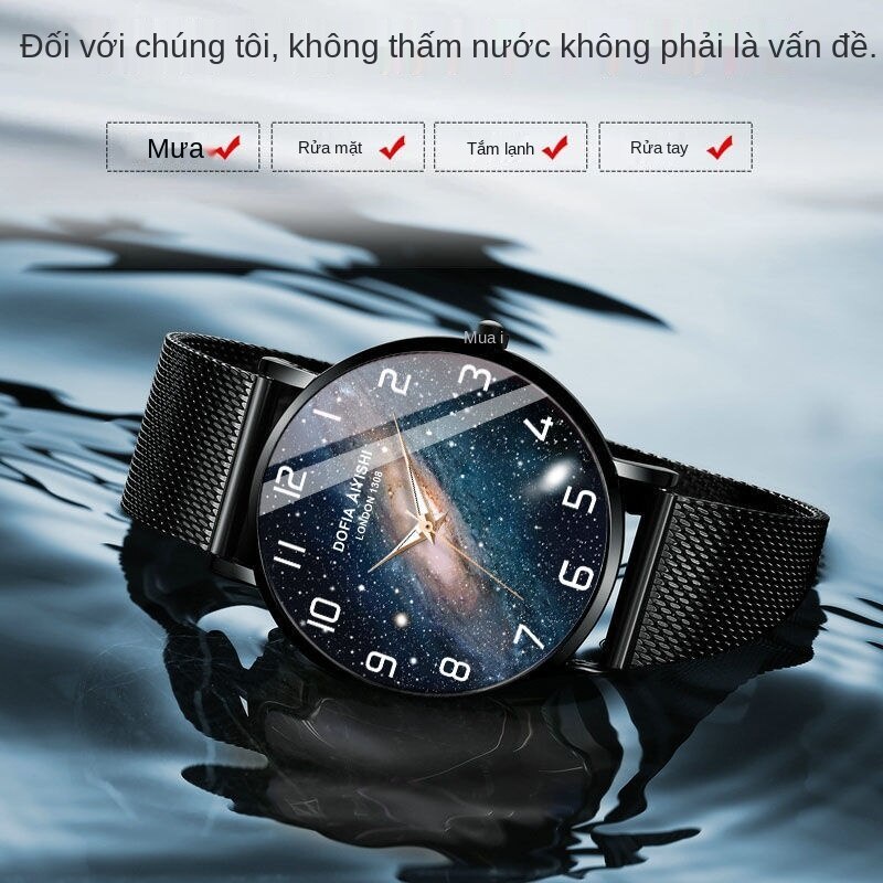 Đồng hồ Thụy Sĩ siêu mỏng Tự động đồng hồ nam sinh viên thời trang Hàn Quốc phiên bản sáng không thấm nước không cơ khí