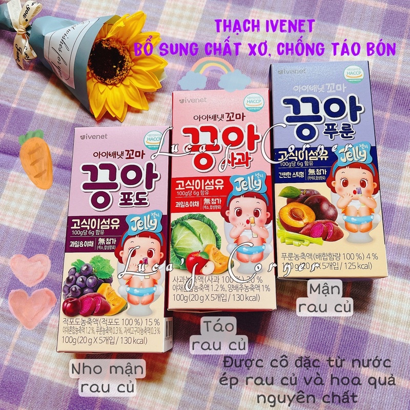Thạch hoa quả rau củ hữu cơ Ivenet chống táo bón cho bé