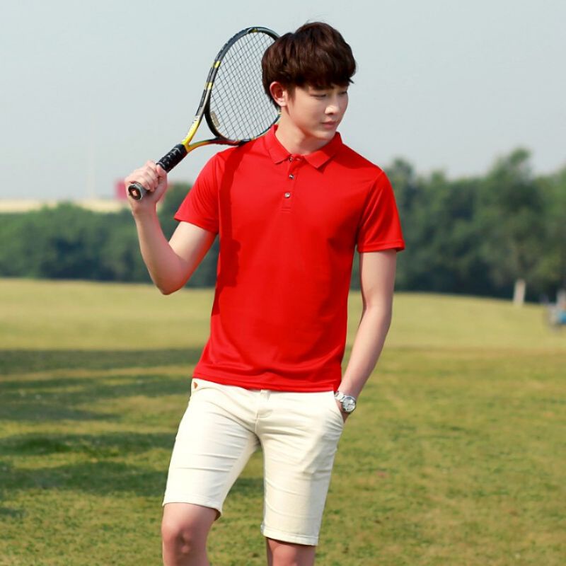 Áo thun polo nam nữ HUTA PT103 trơn màu đỏ tươi, vải cá sấu cotton, cao cấp mềm mịn thoáng mát