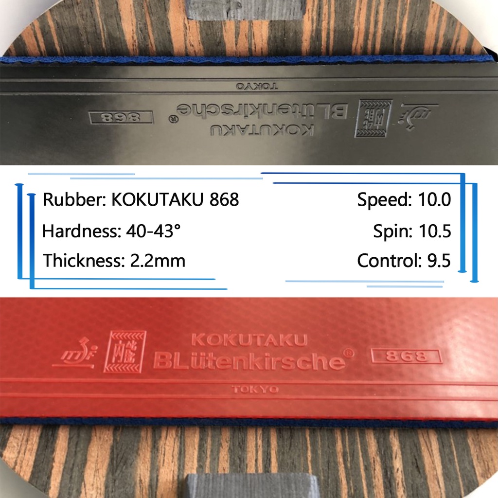 Bộ Vợt Đánh Bóng Bàn Kokutku 4/5/6 Star ITTF Ping Pong Bat Profes Bằng Cao Su 868