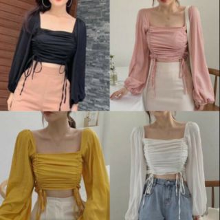 Áo rút dây 2 bên tay dài phồng