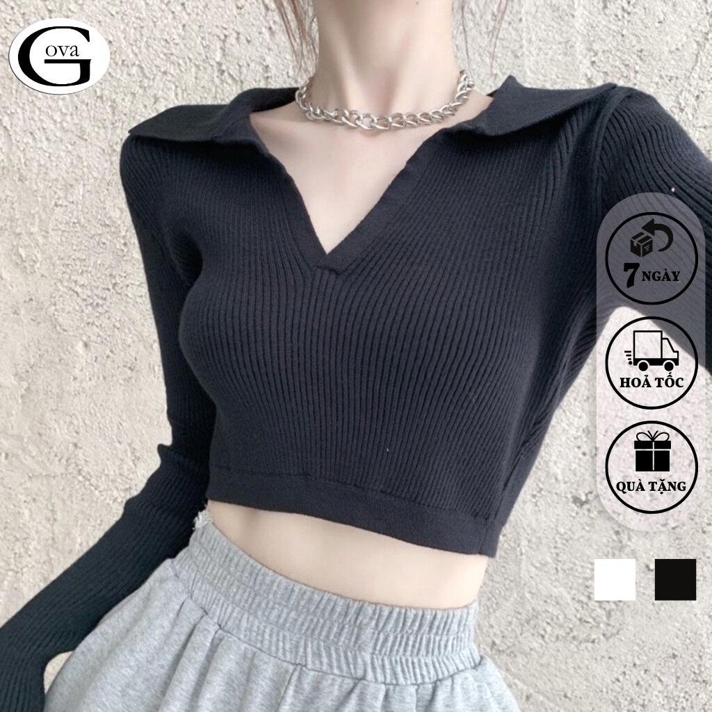 Áo Croptop cổ chữ V tay dài buộc nơ lưng Hot Trend Áo kiểu nữ ôm chất thun Cao Cấp gân mềm mát