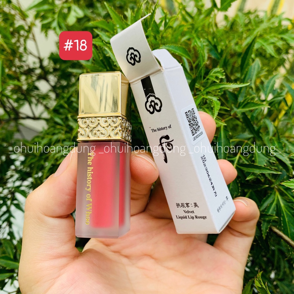 [Tách set không hộp] Son kem nhung lì Whoo GJH Mi Velvet Liquid Lip Rouge mini 2.3g