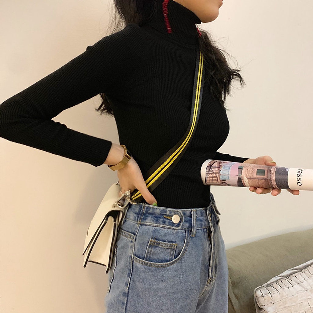 Áo len CỔ LỌ cao 15 phân DÀI TAY KIỂU ÔM BODY