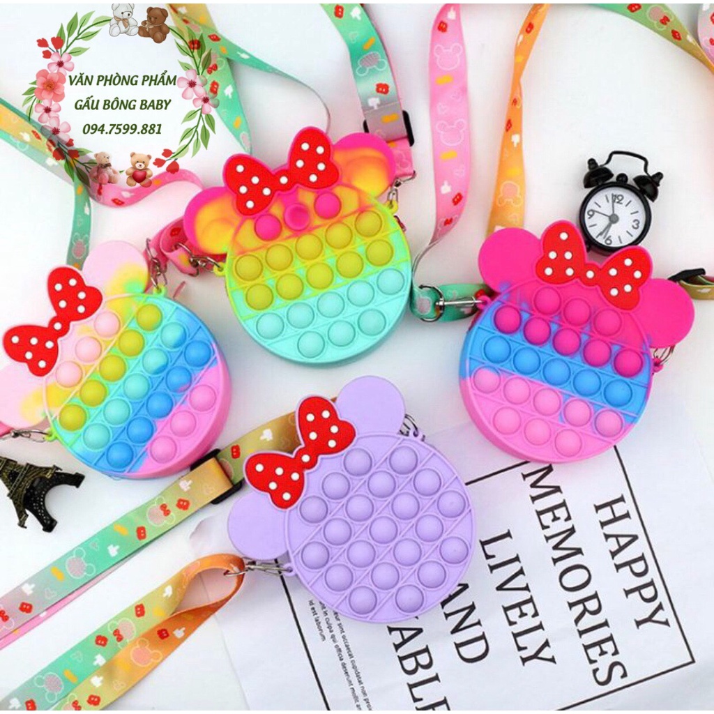 Túi đeo chéo vai popit kèm dây nhiều mẫu,màu đáng yêu cho bé, đồ chơi pop it giải stress, túi silicone kỳ lân