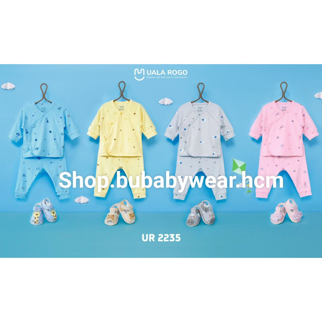 UR 2235. Bộ dài cài chéo sơ sinh petit mát mịn